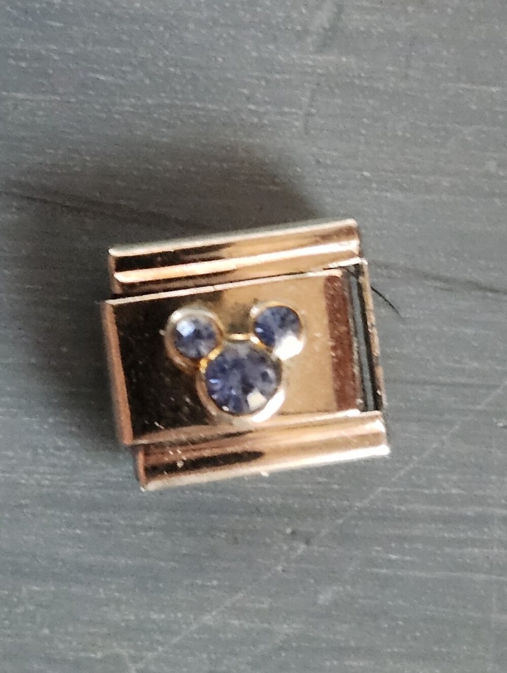 Vintage Disney Italian Charm Link with Blue Crystal Mickey